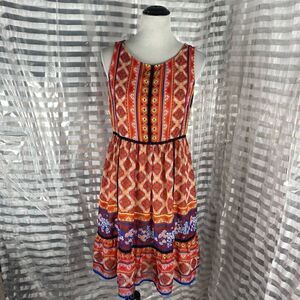 Beige by ECI Sleeveless Abstract Print Dress